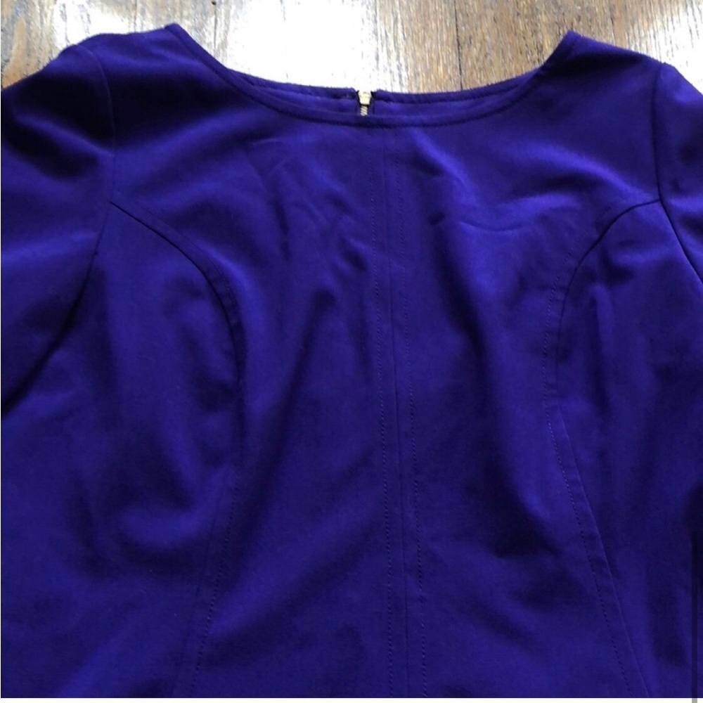 NWOT Tahari ASL Royal Blue Purple Crew Neck Daisy Dress Size 12 - Picture 6 of 9